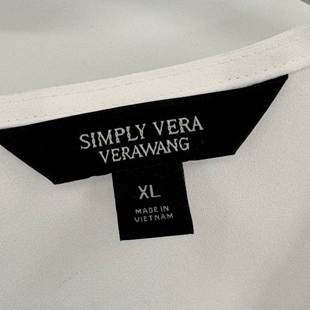 Simply Vera Vera Wang White Pleated Hem Bell Sleeve Tunic Blouse XL NEW NWT - Picture 4 of 13